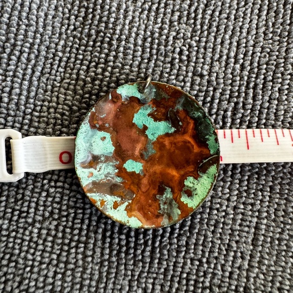 Handmade oxidized copper disc pendant or finding - Picture 5 of 5